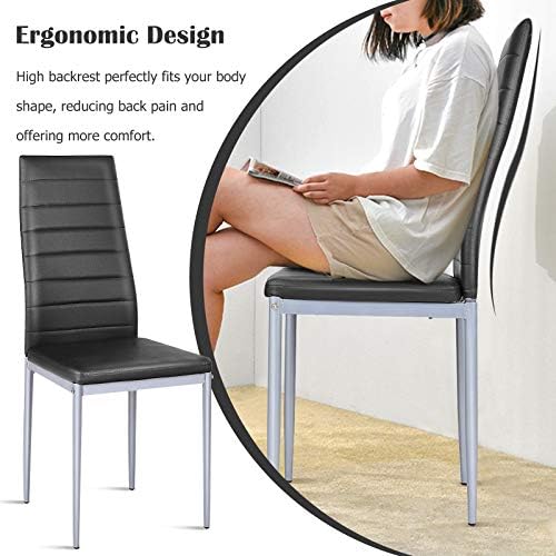 COSTWAY Set of 4 Dining Chairs, Upholstered Armless Chairs with Waterproof PV...