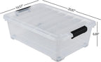 Zopnny 3-Pack 20 Quart Under Bed Shoe Storage Organizer, Underbed Storage Container Box with Wheels, Clear