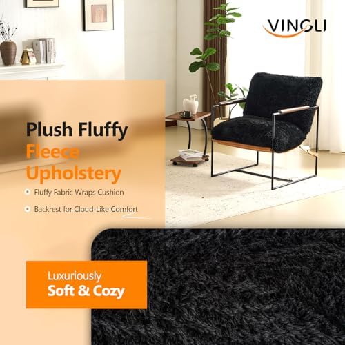 VINGLI 28" Wide Plush Upholstery Sling Modern Accent Chairs Set of 2, Cu...