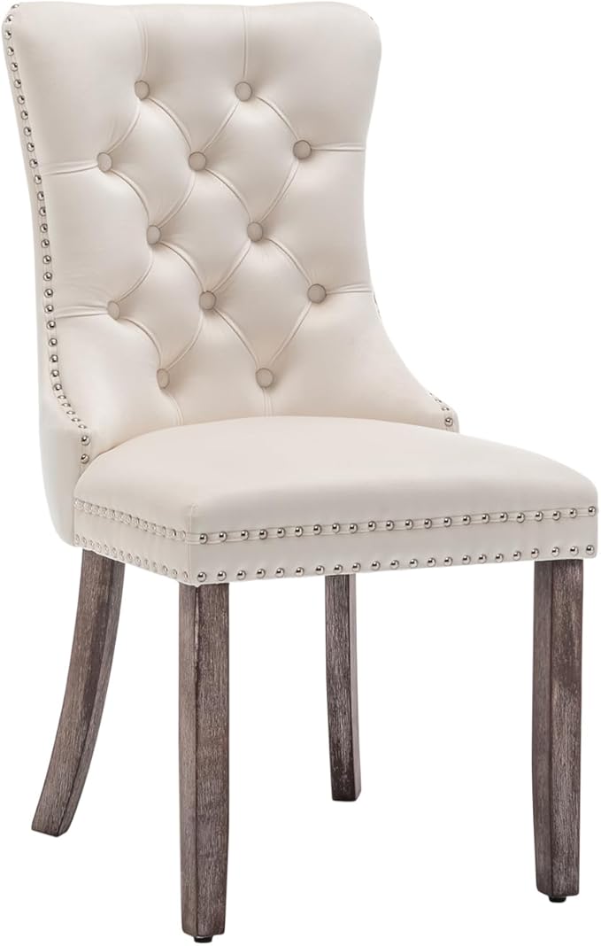Velvet Dining Chairs Set of 2, Tufted Dining Room Chairs with Nailhead Ring P...
