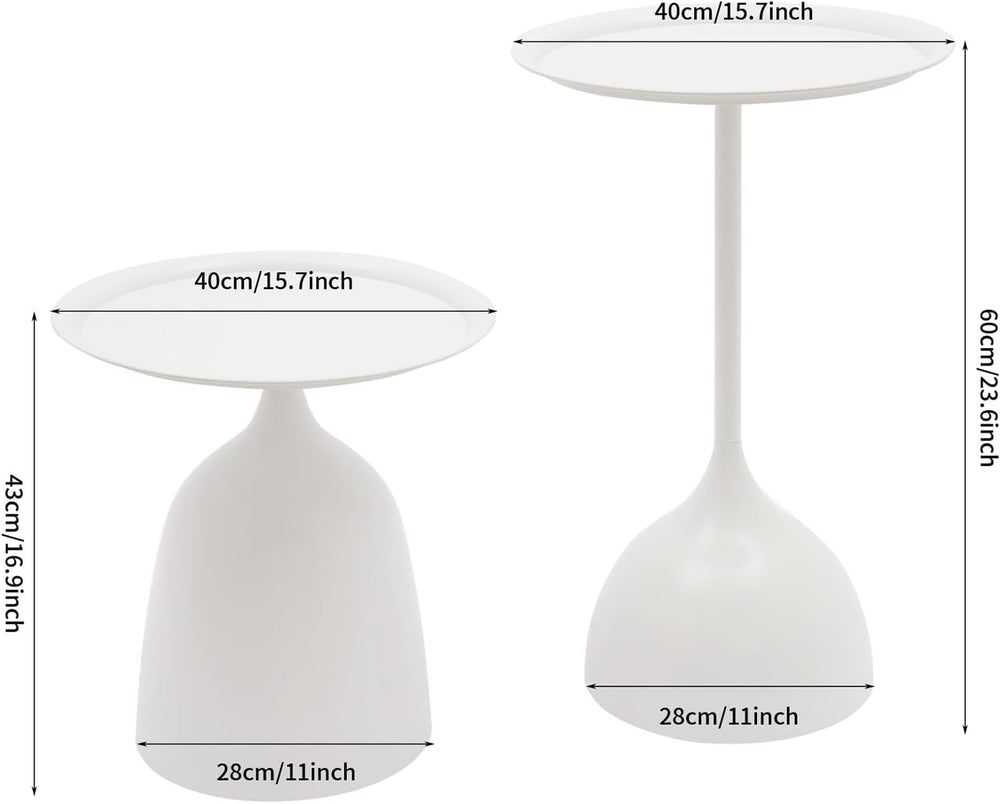 White Nesting Tables, 2pcs round white nesting side tables for Living Room | ...