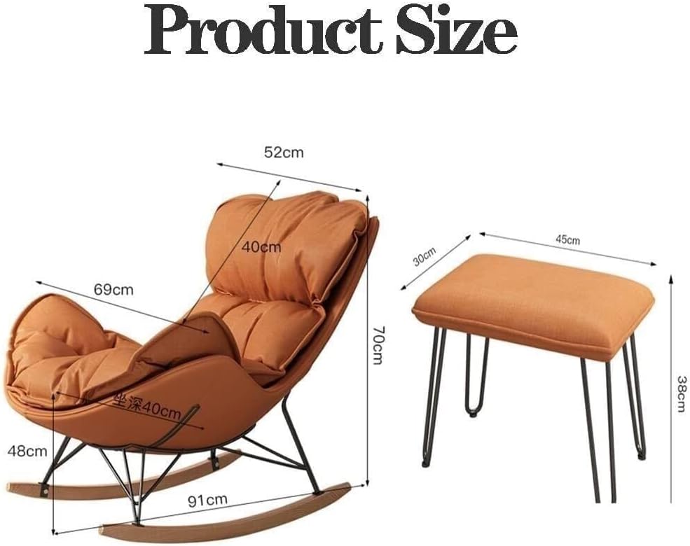 Mid-Century Rocking Chair with Ottoman, Fabric Glider Recliner Chair with Hig...