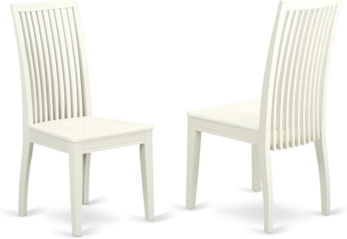 East West Furniture SHIP5-LWH-W 5 Piece Dining Room Table Set Includes a Round Wooden Table with Pedestal and 4 Kitchen Dining Chairs, 42x42 Inch, Linen White