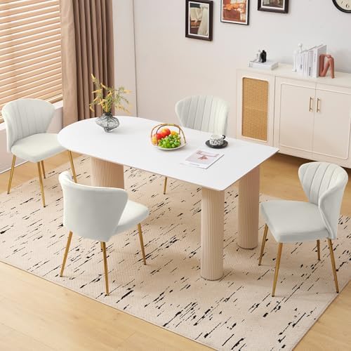 Velvet Dining Chairs Set of 2, Modern Upholstered Vanity Chairs with Golden M...