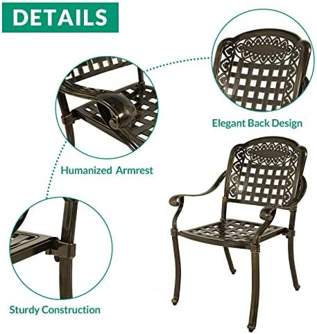 VIVIJASON 5-Piece Outdoor Patio Furniture Dining Set, All-Weather Cast Alumin...