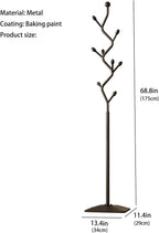 Tree-shaped coat rack stand,Metal coat tree with 8 Hooks and sturdy cast iron base,Heavy Duty coat rack freestanding coat hanger stand for Clothes Hats Scarfs Purses (black)