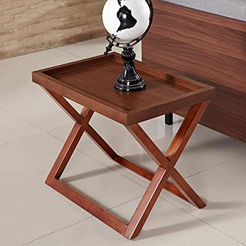 Telephone Table, Walnut Grain,Solid Wood Storage Tray X-Shaped Side Table,Tel...