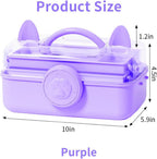 Bow Knot Hair Accessories Organizer Box - Cute Dust Proof Childrens Jewelry Storage Box, 3 Layers Plastic Storage Box for Clips, Headbands, Bands, Jewelry, etc