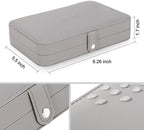 LANDICI Small Jewelry Box for Women Girls, PU Leather Travel Jewelry Case, Portable Jewelry Organizer Storage Holder Display for Ring Earrings Necklace Bracelet Bangle Men Kids Gift, Grey
