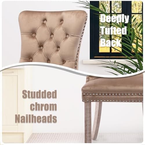SoarFlash Velvet Dining Chairs Set of 6, Tall Back Side Chair, Modern Upholst...