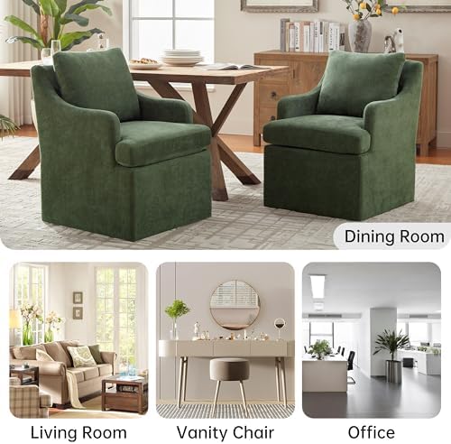 VKNOW Upholstered Dining Chairs Set of 6, Dining Room Chairs with Casters