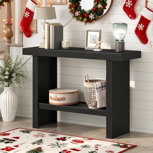 MAHANCRIS Console Table, 39.4'' Black Rectangular Entryway Table, Mod...