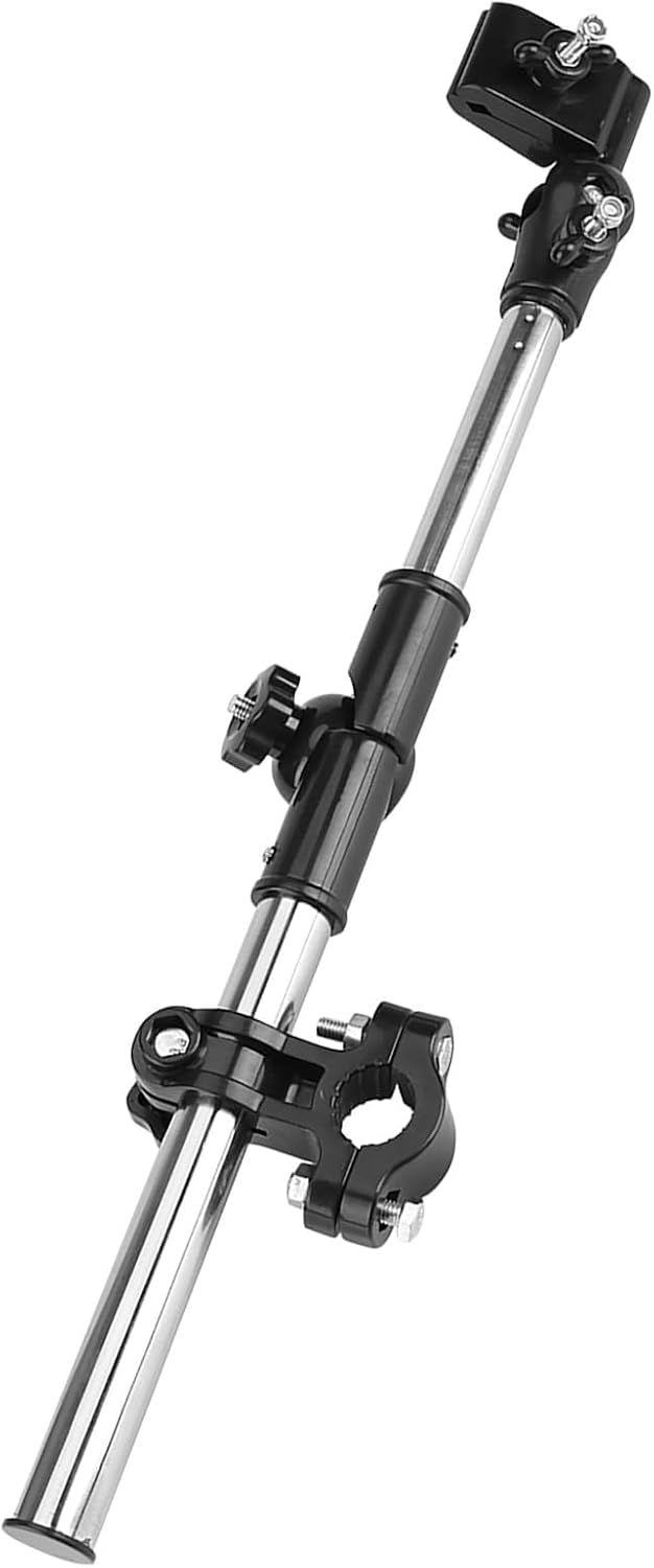 Umbrella Mount Holder, 360 Degree Adjustable Telescopic Stretch Umbrella Stand Bracket Universal Stainless Steel Clamp for Stroller, Bicycle, Wheelchair, Fishing Chair (Black)