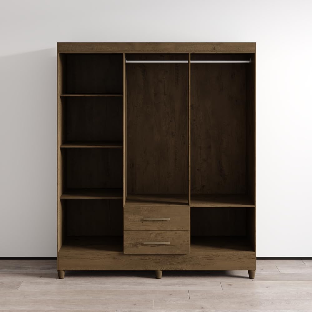 Meble Furniture Panama Wardrobe — Contemporary Design — 71.7H x 60.2W x 19D inches — Brown