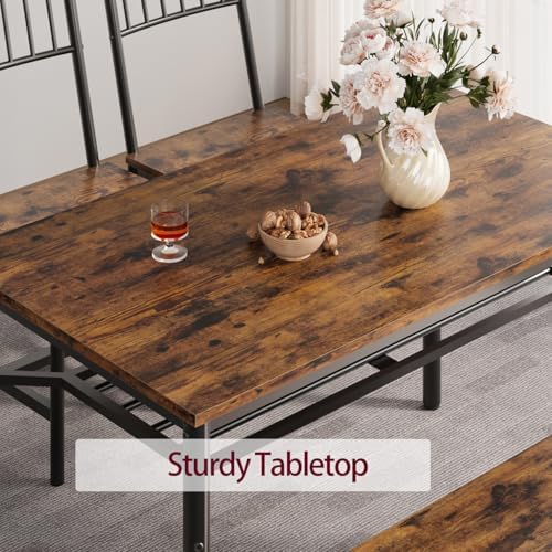 GarveeHome Dining Table Set for 4, Kitchen Table and Chairs for 4 with Wine R...