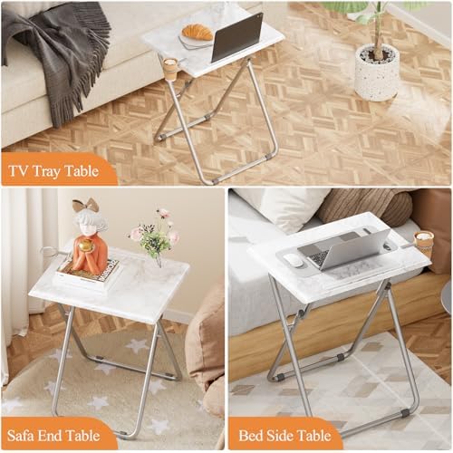 TV Tray Table,Folding Table with Cup Holder Portable,Foldable Snack Tray for ...