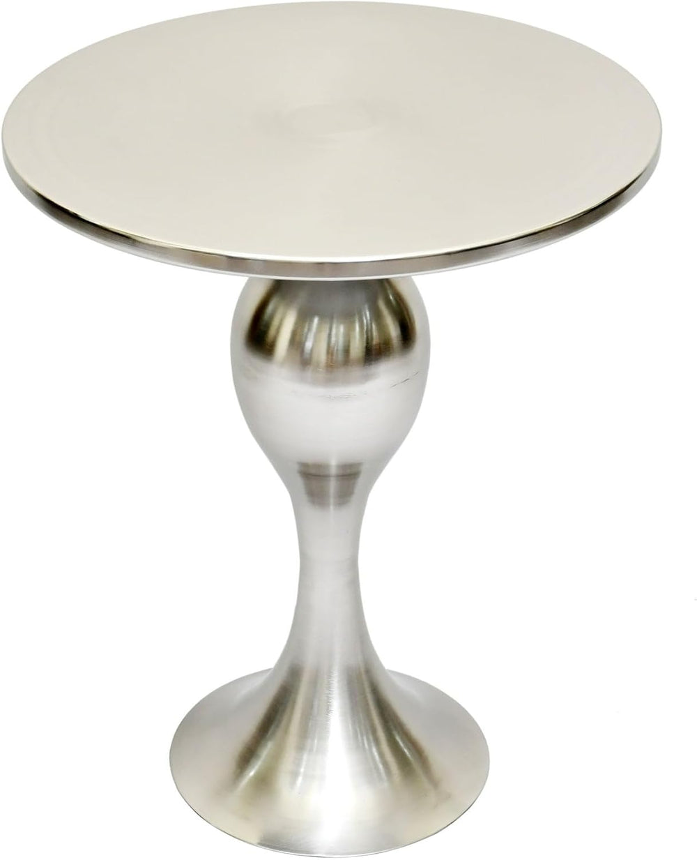 Sculptural Pedestal Polished Nickle Side Table