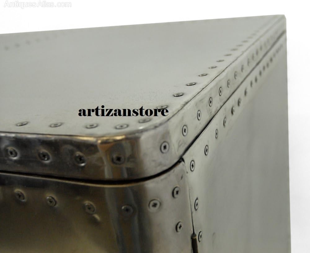 ARTIZANSTORE Aluminium Aviator 2 Door Sideboard End Table Design Side Table L...