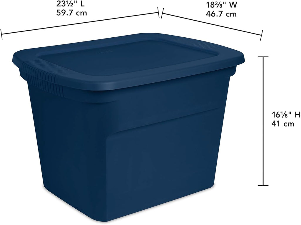 Sterilite 32-Pack Plastic Storage Bins, 18 Gallon Tote Containers with Lids, Marine Blue