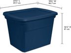 Sterilite 32-Pack Plastic Storage Bins, 18 Gallon Tote Containers with Lids, Marine Blue