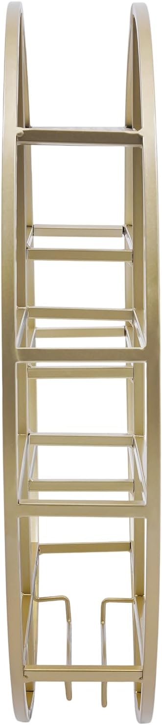 Wall Mounted Wine Rack with Glass Holder, 23.6" Round Metal Wine Shelf f...