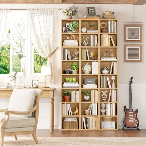 FOTOSOK Bookshelf Bookcase 8-Tier Narrow Bookshelf Tall CD Media Tower Rack