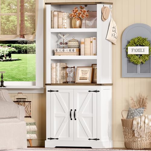TEENFON 70.9in Tall Storage Cabinet with Adjustable Shelves, Kitchen Pantry C...