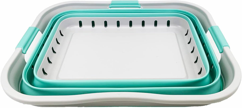 SAMMART 42L (11 gallon) Collapsible Plastic Laundry Basket - Foldable Pop Up Storage Container/Organizer - Portable Washing Tub - Space Saving Hamper/Basket (Grey/Pine)