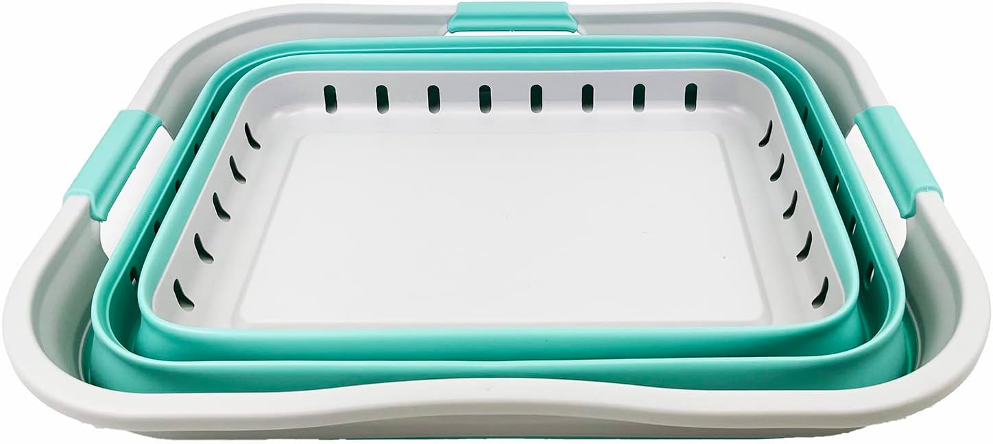 SAMMART 42L (11 gallon) Collapsible Plastic Laundry Basket - Foldable Pop Up Storage Container/Organizer - Portable Washing Tub - Space Saving Hamper/Basket (Grey/Pine)