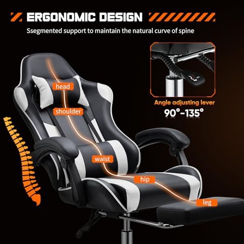 NEWBULIG Computer Gaming Desk Chair - High Back Ergonomic Lumbar Support with...