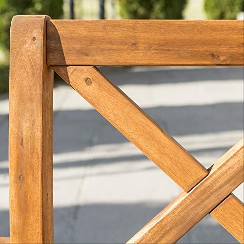 Walker Edison Delray Classic 7 Piece Acacia Wood Outdoor Dining Set with X Ba...