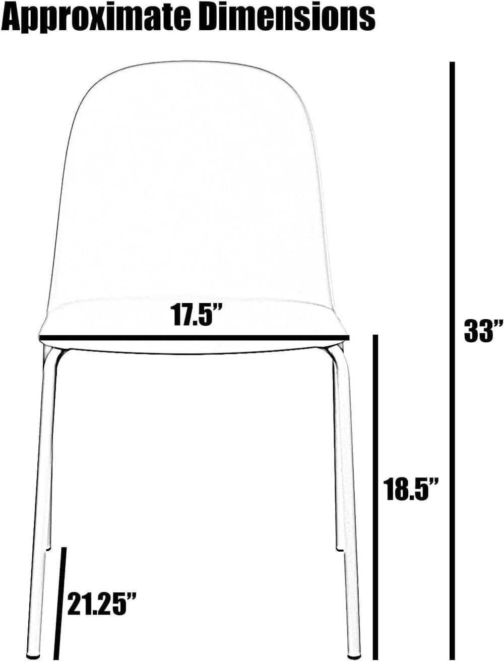 2xhome Set of 2 Modern Stackable Armless Dining Chairs | Plastic Shell Seat w...
