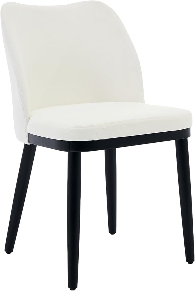 Wooden Dining Chairs Set of 2, Upholstered Kitchen Dining Room Chairs with Padded Seat and Wood Legs, Modern Fabric Side Dinner Chair for Kitchen, Dining Room, Restaurant, Cafe