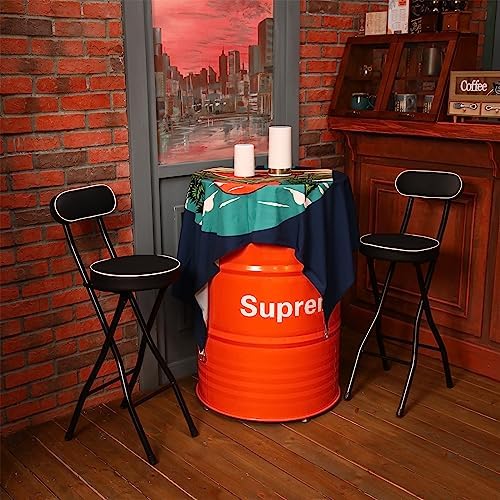 Thyle 2 Pcs 25.6 Inch Folding Bar Stool with Backrest, Cushioned Seat