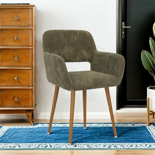HENGJIANYI Home Corduroy Makeup Vanity Desk Chair no Wheels Armchair, Green |...