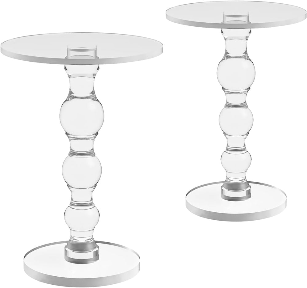 Acrylic Side Table, Acrylic End Table,Clear Round Side/End Table with Support...