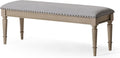 Maven Lane Elizabeth Traditional Wooden Upholstered Bench, Padded Seat for Kitchen Dining Room Table or Entryway in Antiqued Grey Finish