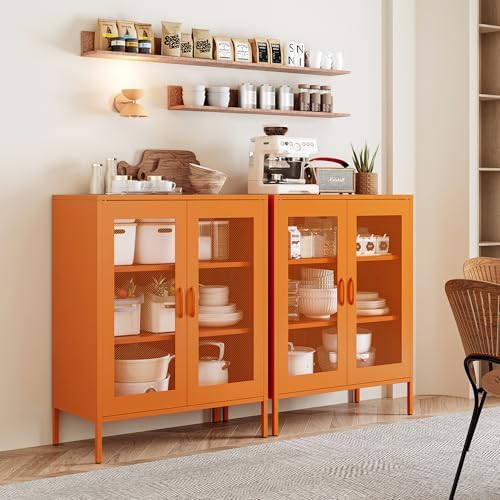 Chshin Metal Locker Storage Cabinet with 2 Mesh Doors and Adjustable Shelves,...