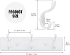 Wooden Coat Rack, Wall-Mounted Organizer for Closet, Entryway, Hallway, Foyer, Bedroom, Heavy Duty Double Hooks for Hanging Towels, Bags, Hats, Jackets, Key (White, 3 Hooks)