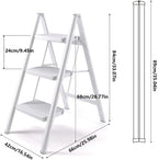 Trapezoidal Ladder Shelf - 3-Tier Wrought Iron Folding Display Rack for Balcony, Living Room, or Storage - Stylish Flower Plant Stand & Bookshelf