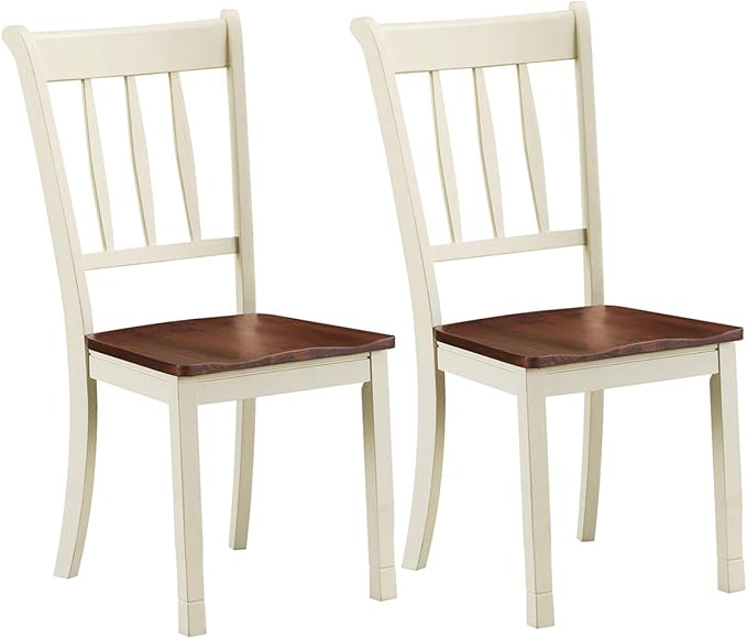 Giantex Wood Dining Chairs Set of 2, Armless Kitchen Chairs w/Solid Rubber Wood Frame, Easy to Assemble Dining Side Chair, Farmhouse Dining Room Chairs