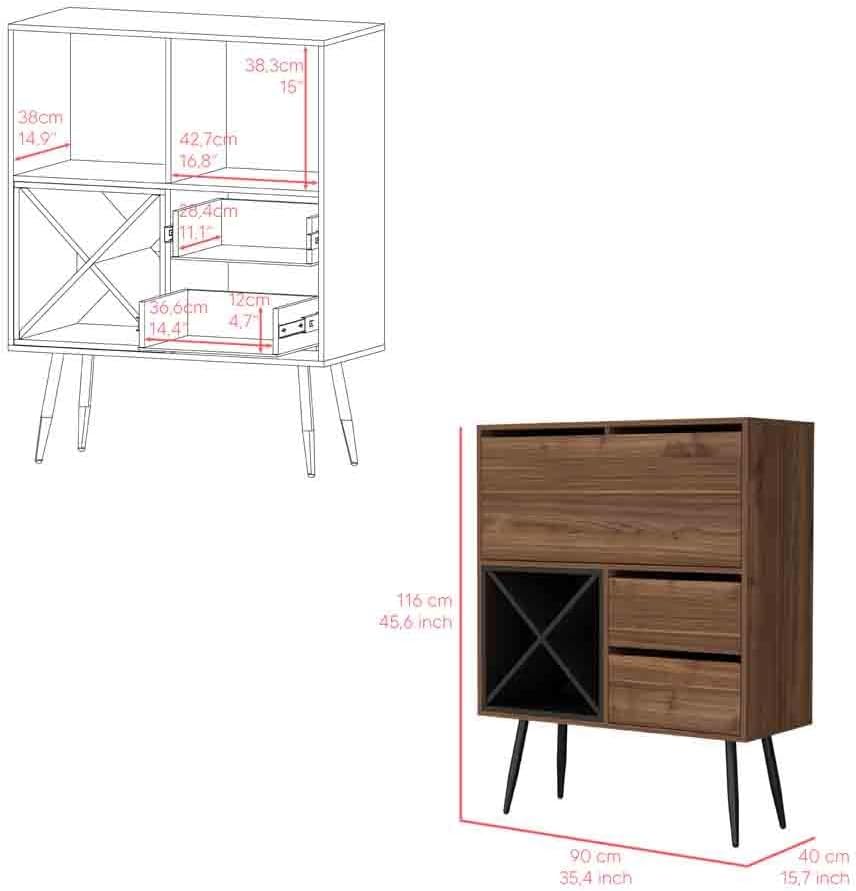 Octupos Kitchen Island with Bottle Racks and Drawers | Includes four bottle r...