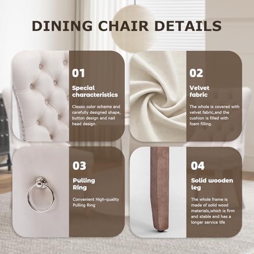 3-Pieces Dining Sets, 31.5" Round Dining Table Set with 2 Velvet Upholst...