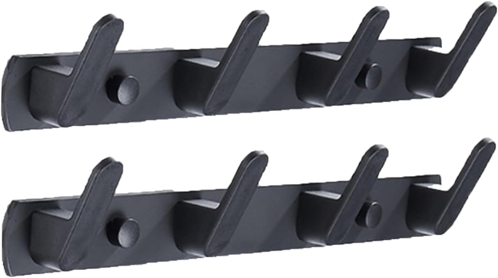 Gxfctys Coat Rack Wall Mount, Modern Wall Hooks for Hanging Coat Clothes Hats Bags with 4 Hooks, Space Aluminum Black Towel Rack for Kitchen Entryway Bathroom Bedroom (4 Hooks, 2pcs, Style 1)