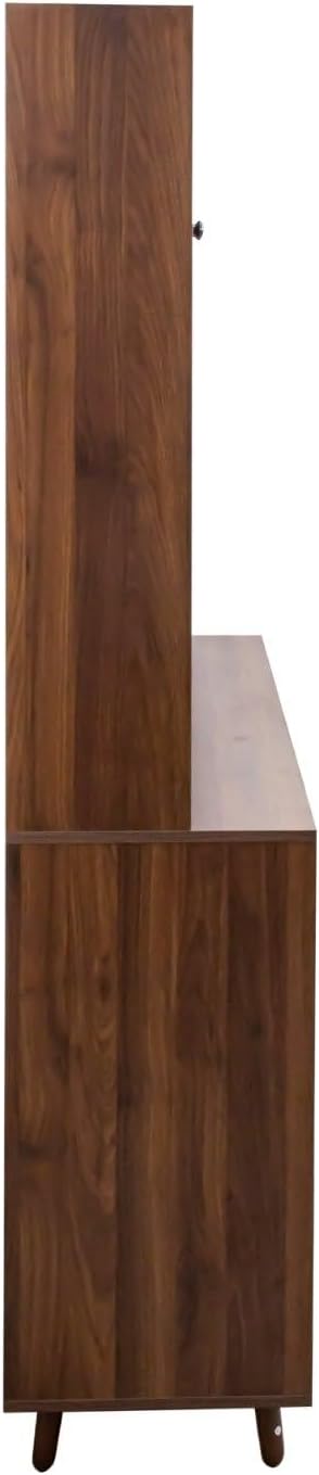 Kitchen Pantry Cabinet with Hutch, 4 Drawers, Glass Doors, Adjustable Shelves...
