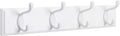 SONGMICS Wall-Mounted Coat Rack, Hook Rack, 4 Dual Metal Hooks, for Coats, Bags, Keys, in the Entryway, Bedroom, Living Room, White ULHR23WT