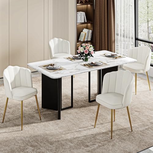 VECELO Velvet Dining Chairs Set of 2, Modern Upholstered Kitchen Chairs with ...