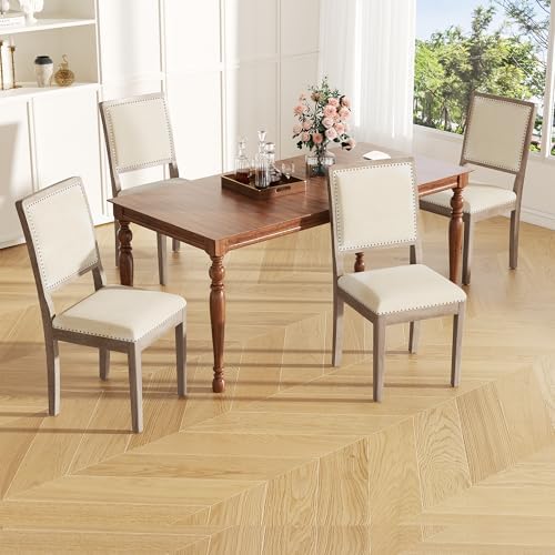 Dining Chair Set of 6, Mid Century Modern Upholstered Dining Room Chairs, Fab...