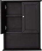 Black Wall Cabinet 24x30 Inch Wooden Over The Toilet Storage Cabinets with 2 Doors, Above Toilet Storage Medicine Cabinets for Bathroom Laundry Room Bedroom Kitchen