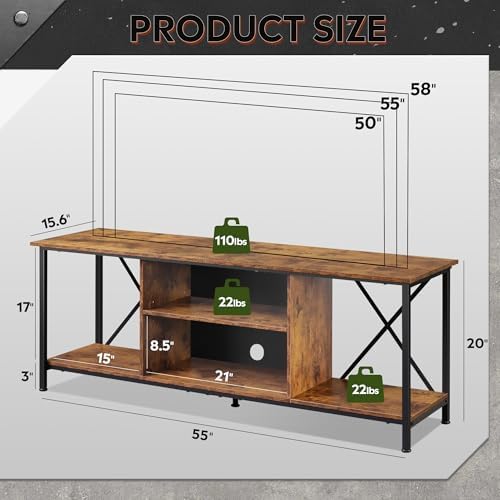 WLIVE Industrial TV Stand for Up to 65 inch TV, Heavy-Duty Metal Frame Entert...
